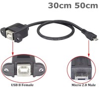 Cable USB 2.0 B Hembra a Micro USB 5 Pines Macho de 0.3m con Orificio para Montaje en Panel para Conector de Impresora y Escáner de Computadora