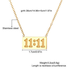 Gargantilla de numerología de la suerte, colgante de barra de acero inoxidable, joyería chapada en oro, collar con número de Ángel <span class=keywords><strong>1111</strong></span> - Product Image 3