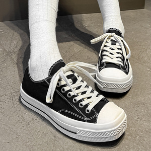 Classic <b>canvas</b> flat-top sneakers versatile breathable soft-soled women's low-top casual cloth shoes trendy shoes - Product Image 2