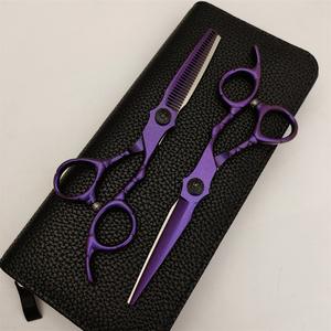 Tijeras de Peluquería Personalizadas de 6 Pulgadas, Tijeras de Entresacar para Diestros, Uso Profesional, Hoja Estándar, Acabado Morado - Product Image 2