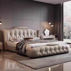 <span class=keywords><strong>Letto</strong></span> <span class=keywords><strong>Matrimoniale</strong></span> Moderno di Lusso in Vera Pelle Trapuntata con Cassetti Laterali Contenitore e Finiture in Metallo Dorato <span class=keywords><strong>per</strong></span> Camera da <span class=keywords><strong>Letto</strong></span> Padronale - Product Image 2