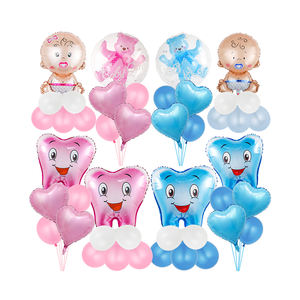 Cadeau de fête de naissance, joyeux anniversaire, décoration de fête, dents roses, Globos à hélium, 4D ours, bébé garçon, bébé fille, ballon en aluminium, ballon en Latex - Product Image 1