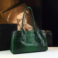 Sac fourre-tout de luxe exquis à motif alligator, grande capacité, style vintage, sac à main sophistiqué pour femme, porté épaule ou sous le bras