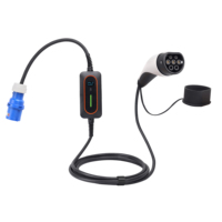 Pengisi daya portabel tipe 1, 2 EV 3.6/7.2/9.6kw 1 fase dengan versi LED