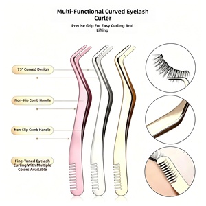 Pinzas de metal para pestañas, pinzas curvas para pestañas con regla incorporada, herramienta de belleza de precisión para uso en salón - Product Image 2