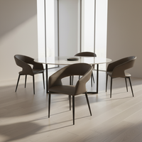 Chaise de salle à manger en cuir de style nordique moderne minimaliste européen, lot de 4 avec pieds en acier carbone pour table à manger