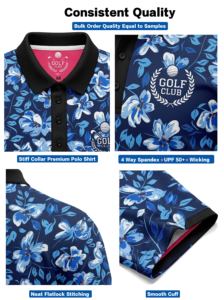 Magliette da Golf Personalizzate per Uomo con Logo, Alta Protezione SPF 50, Sublimazione, 88% Poliestere 12% Spandex, 180 Grammi, Stampa - Product Image 5