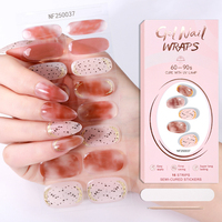 Bandes de gel semi-durcies auto-adhésives longue durée, non toxiques, en amande rose naturel, avec nœud pailleté français personnalisé, pour salon