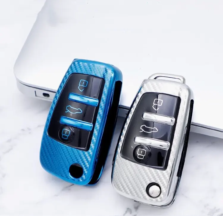 Hot selling Key Holder Car Accessory Car Key Cover for Audi Q3 Carbon Fiber Car Key Case