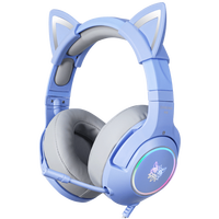 Casque de jeu Onikuma K9 avec oreilles de chat, stéréo, couleur unie, avec suppression du bruit pour PS4/Xbox/PC/Switch