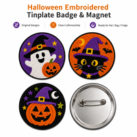 Juego de insignias de chapa personalizadas de Halloween con bordado de chenilla, diseños de calabaza, fantasma y gato para sombreros, bolsos y regalos para eventos