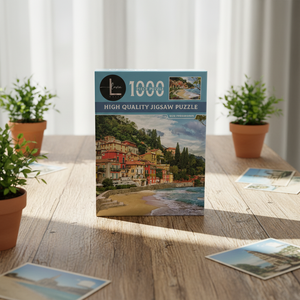 Puzzle personnalisé de 1000 pièces, une petite ville en bord de mer, jeu de puzzle de 2 mm pour la famille avec motif <span class=keywords><strong>anglais</strong></span> sur le dos - Product Image 4