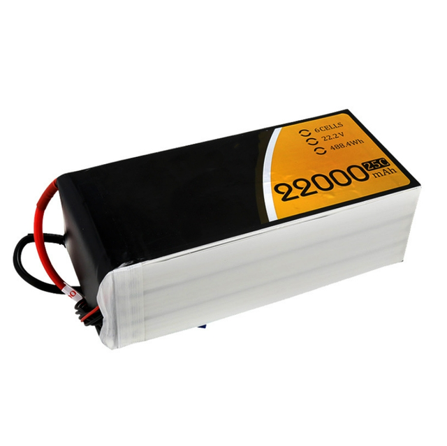 6S 22.2V 22000mAh Semi-solid State Lithium Polymer Battery Pack 25C High Rate Discharge 800 Cycles for UAV Drone