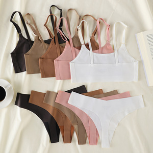 <strong>Ladies</strong> Custom Logo Seamless Bra <strong>Sets</strong> Breathable Adjustable <strong>Underwear</strong> <strong>Set</strong> Push up Nude Seamless Bra Panty <strong>UK</strong> Sizes Lingerie <strong>Set</strong> - Product Image 2