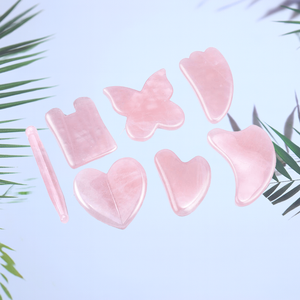 Quartz rose Guasha <span class=keywords><strong>pierre</strong></span> naturelle lisse outil de Relaxation musculaire froide pierres de Quartz Rose pour le visage outils IASTM - Product Image 3