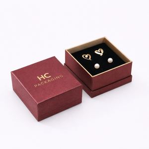 Boîte à boucles d'oreilles de haute qualité, boîte à bijoux rigide de luxe avec dessus et dessous, insert en velours, estampage à chaud doré, logo personnalisé, prix d'usine - Product Image 1