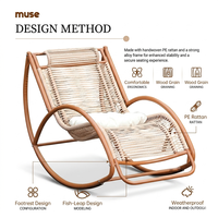 Fauteuil à bascule en rotin d'extérieur Meiqi, chaise de détente pour patio, jardin, balcon et cour