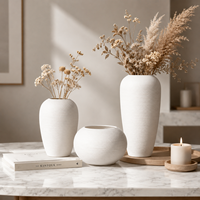 Vases en céramique noire nordique, décoration esthétique pour la maison, salon, salle à manger, table, accessoires de décoration de bureau, vase