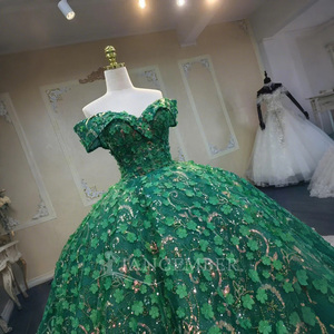 Jancember ANY51 hermoso verde fuera del hombro imperio vestido de noche Vestidos Elegantes Para Mujer - Product Image 3