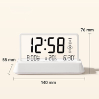 Réveil électronique pour les élèves, affichage numérique LCD, fonction de répétition silencieuse, horloge de table intelligente transparente, batterie