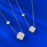 Collier pendentif trèfle en argent S925 avec moissanite 50 points et chaîne câble, sertissage à 4 griffes - Nouveauté Bijoux Mujing |   Mode Quotidienne