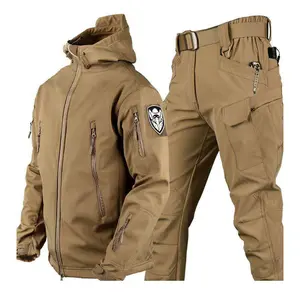 Outono e inverno dos homens ao ar livre Velo Terno Quente Mantendo Terno Caça Roupas Tactical Soft Shell Uniforme