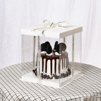 Boîte personnalisée en verre avec fenêtre, boîtier à gâteaux de mariage blanc Double couche rehaussée, 1 pièce