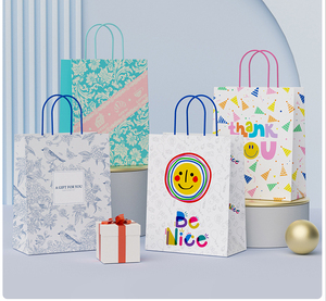 Bolsa de Papel para Compras Personalizada Reciclada con Impresión Flexográfica/Tinta de Soya/Impresión Digital, Bolsa de Papel Artístico con Logotipo - Product Image 1