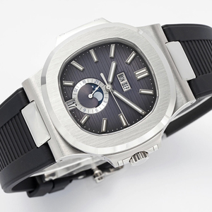 Relojes de diseño de lujo para hombre, reloj mecánico automático con esfera azul, fase lunar, calendario anual, correa de caucho, reloj de pulsera - Product Image 3