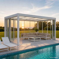 Véranda en aluminium et verre sur mesure MEIXIN Orlando avec toit plat, portes pliantes, isolation thermique, imperméable, pour patio, villa, jardin