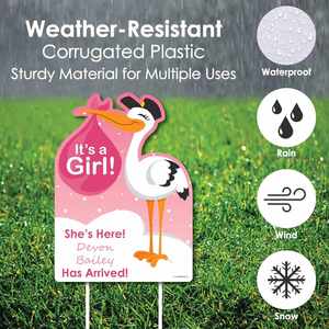 <b>Custom</b> Baby Announcement Yard Signs Waterproof UV Resistant Fade Proof with H-Stake for Outdoor Lawn Newborn Party Decor - Product Image 5