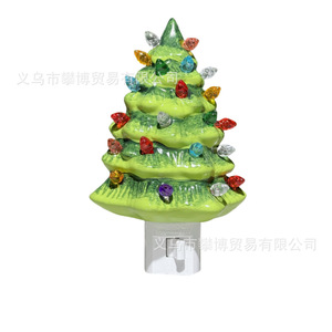 Lámpara de noche LED de resina con forma de árbol de Navidad, colorida, con interruptor, para enchufar, para mesita de noche - Product Image 3