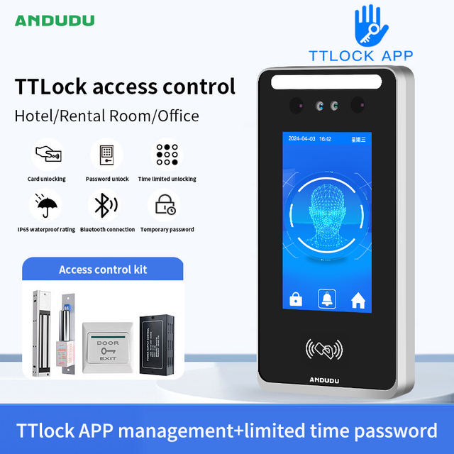 World's First Ttlock 4.3-inch IPS Touch Screen WIFI Dynamic Biometric Face Card Reader Motion Detection 1000 Password Access
