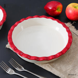 Poêle à tarte en céramique de 9/11 pouces, dispositif de cuisine pour desserts, bol à pâtisserie rond avec bord à volants - Product Image 5