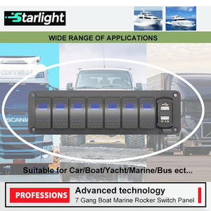 Panneau de commutation marin IP67 7-Gang avec USB-C 4.8A et voltmètre-Prêt pour la tempête pour les consoles de bateaux de <span class=keywords><strong>basse</strong></span> - Product Image 6