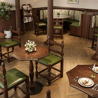 Ensemble table et chaises octogonales, banquette à dossier railé, chaise à tiges, table à plateau octogonal pour coin repas, salle à manger et coin dîner