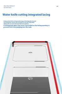 Acuario de Cristal Elegante y Grande con Filtro para Peces Agresivos, Diseño Cuadrado para Sala de Estar, 220v - Product Image 2