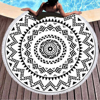 Serviette de plage ronde personnalisée de haute qualité à prix abordable, entièrement imprimée, en microfibre tissée sur mesure