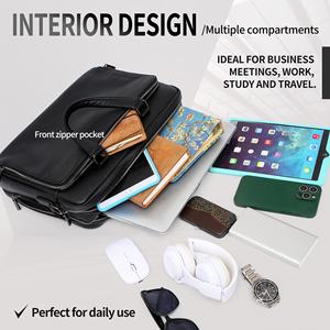 Maletín Profesional de Gran Capacidad Resistente al Desgaste con Bolsillos Organizadores, Bolsa de Mensajero de Cuero PU para Laptop de 15 Pulgadas - Product Image 3