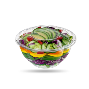 customize 18OZ 24OZ 32OZ 64OZ rPET disposable plastic clear bowl packaging for fruit salad bowl