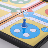 Jeu de Société Ludo Échecs Portable, Ensemble de Jeux de Plateau Pliable Ludo Échecs avec Dés
