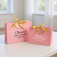 Sacs cadeaux pour shopping, sacs à poignée pour baby shower avec ruban, personnalisables avec nom pour emballage de produits pour bébés et maternité