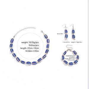 Bohemian Hand Woven Painted Seashell Necklace <b>Bracelet</b> Earrings <b>Set</b> For Women Beach Vacation Jewelry - Product Image 5