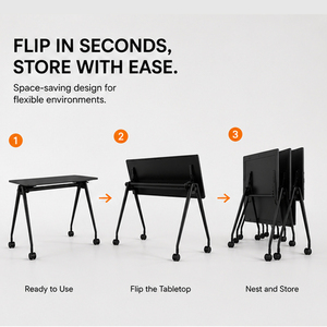 <span class=keywords><strong>Table</strong></span> de conférence moderne convertible et pliable <span class=keywords><strong>avec</strong></span> roulettes mobiles et structure en acier - pour usage au bureau et en atelier - Product Image 3