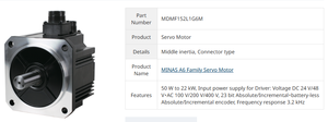 Motor Familiar Pana Sonic MINAS A6 MDMF152L1G6M Nuevo y Original en Stock - Product Image 2