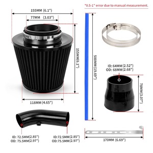 Kit de filtre à air froid en alliage d'aluminium de 76 mm pour véhicules performants - Product Image 1