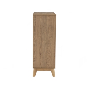 Space-Saving Natural Oak Colour HIRADO Tall <b>Sideboard</b> Slim High Cabinet with Solid Wood Legs for Narrow Living Room and Bedroom - Product Image 4