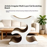 Meuble pour chat en carton courbé, griffoir et arche d'escalade, ouvertures arquées, base large, style mignon, gain de place pour chats d'intérieur OEM/ODM