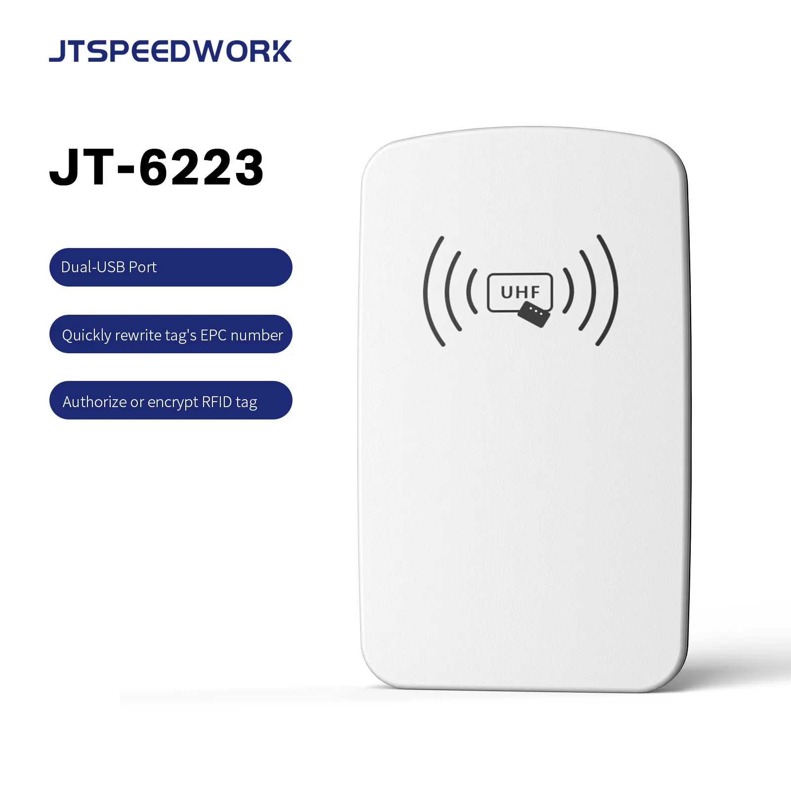 JT-6223 rfid leitor de mesa escritor USB Desktop RFID Tag UHF RFID Reader com SDK Demo tag cartões escritor fabricação