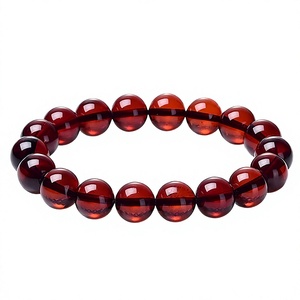 สร้อยข้อมือคริสตัลทรงกลม เครื่องประดับลูกปัดสีแดงขัดเงา - Product Image 4